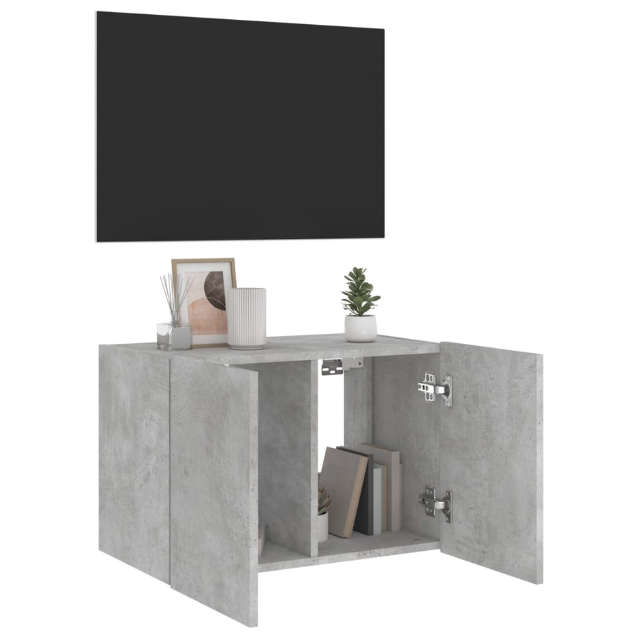 Tv-Wandmeubel Met Led-Verlichting 60X35X41 Cm Betongrijs