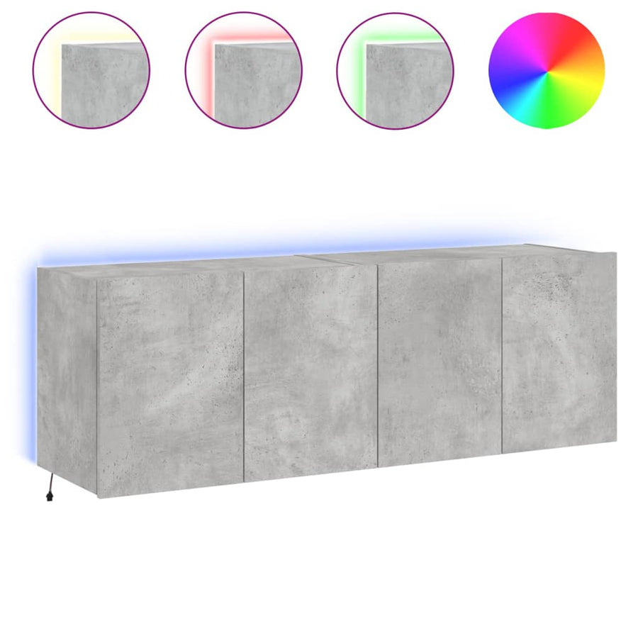 Tv-Wandmeubels Met Led-Verlichting 2 St 60X35X41 Cm Betongrijs