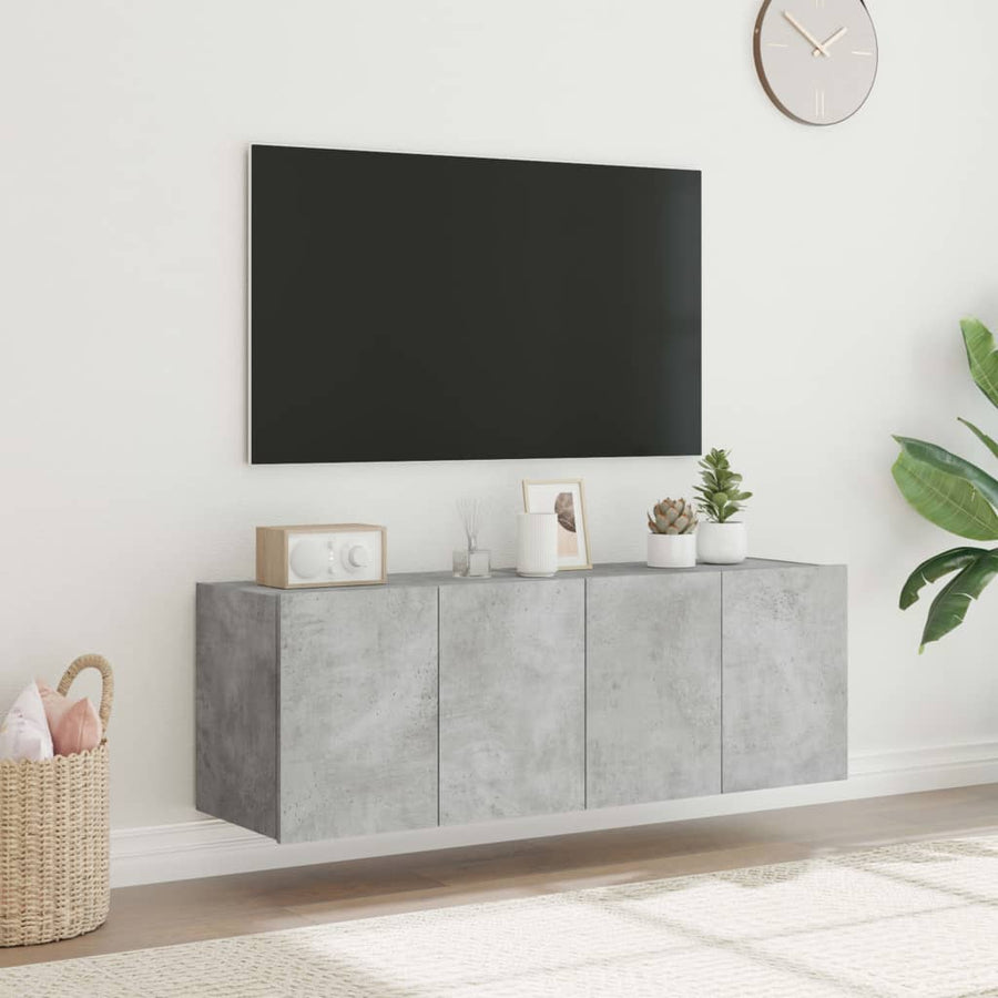 Tv-Wandmeubels Met Led-Verlichting 2 St 60X35X41 Cm Betongrijs