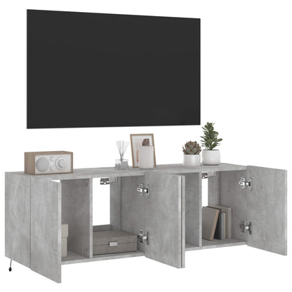 Tv-Wandmeubels Met Led-Verlichting 2 St 60X35X41 Cm Betongrijs