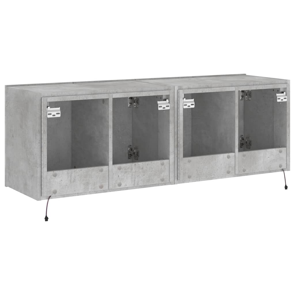 Tv-Wandmeubels Met Led-Verlichting 2 St 60X35X41 Cm Betongrijs