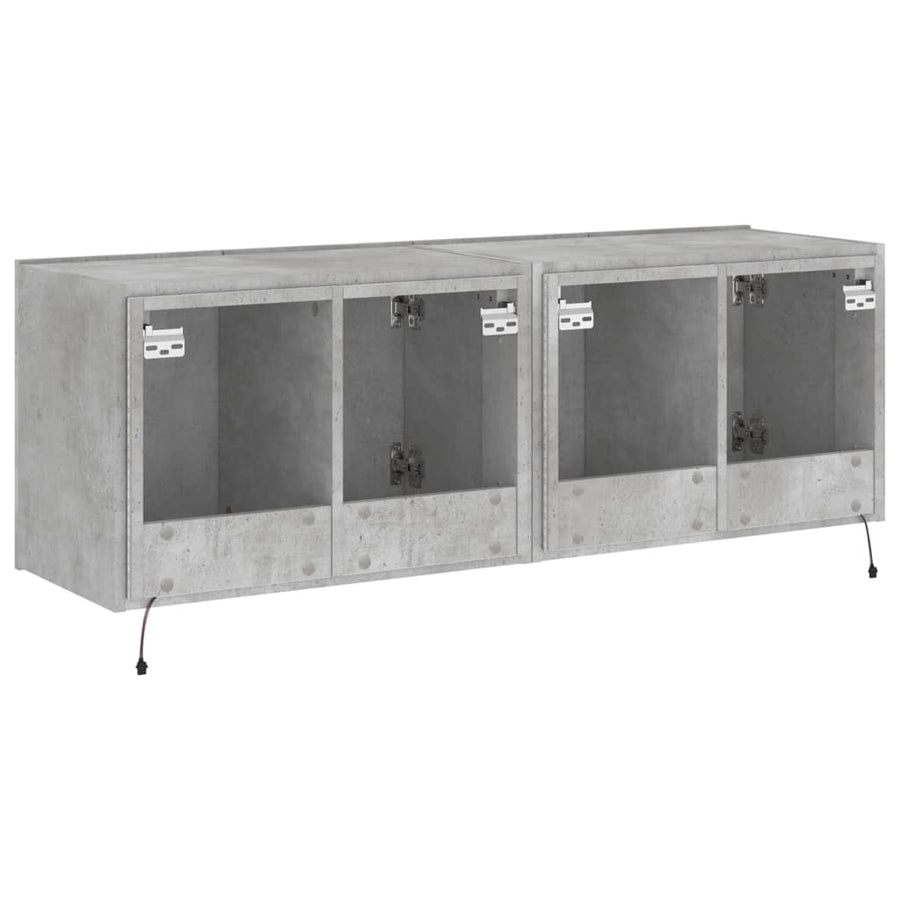 Tv-Wandmeubels Met Led-Verlichting 2 St 60X35X41 Cm Betongrijs