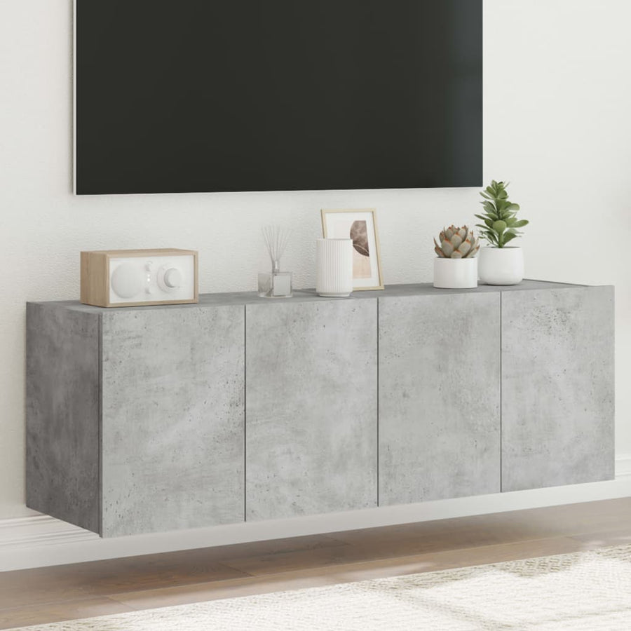 Tv-Wandmeubels Met Led-Verlichting 2 St 60X35X41 Cm Betongrijs