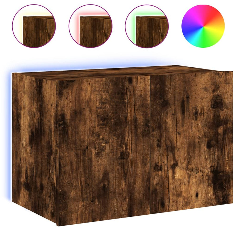 Tv-Wandmeubel Met Led-Verlichting 60X35X41 Cm Gerookt Eiken