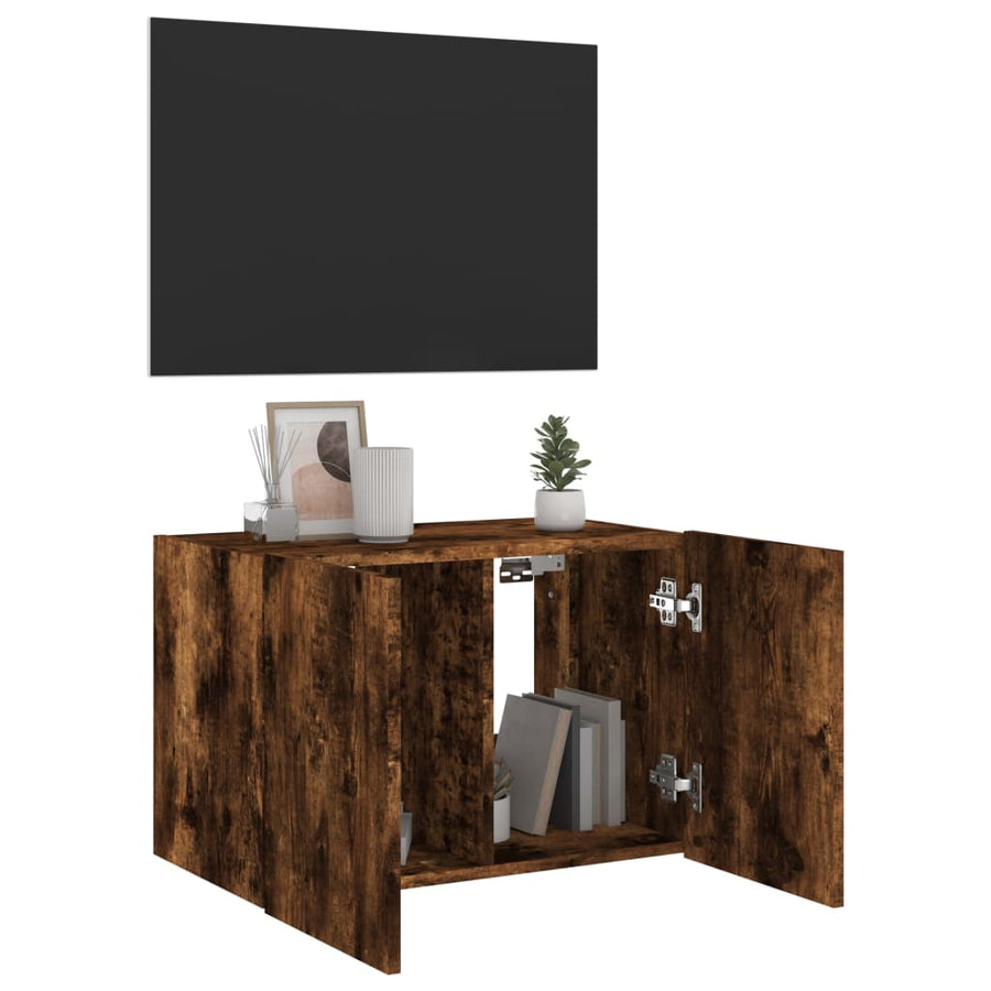 Tv-Wandmeubel Met Led-Verlichting 60X35X41 Cm Gerookt Eiken