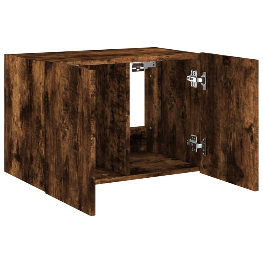 Tv-Wandmeubel Met Led-Verlichting 60X35X41 Cm Gerookt Eiken