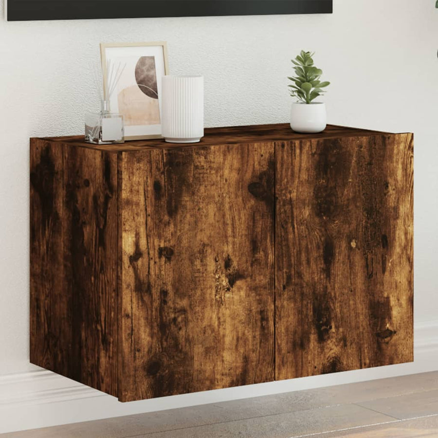 Tv-Wandmeubel Met Led-Verlichting 60X35X41 Cm Gerookt Eiken