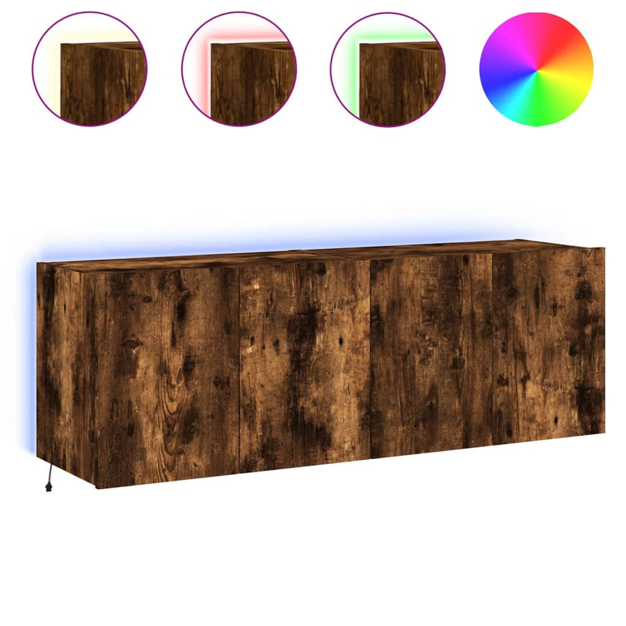 Tv-Wandmeubels Met Led 2 St 60X35X41 Cm Gerookt Eikenkleurig