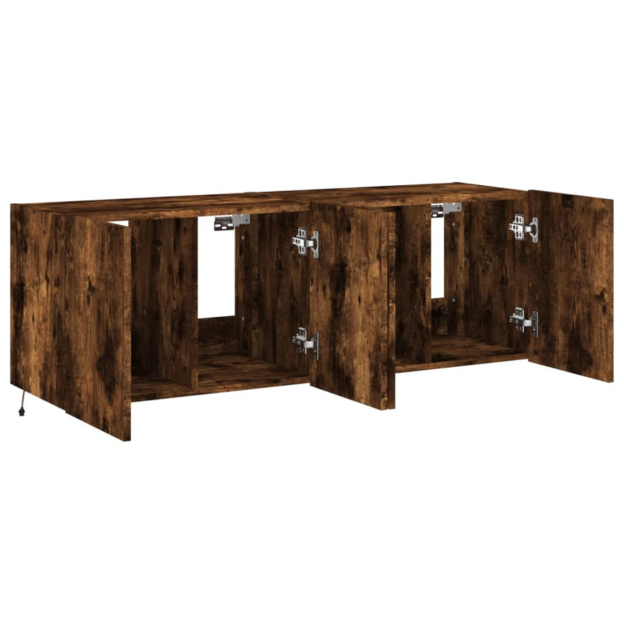 Tv-Wandmeubels Met Led 2 St 60X35X41 Cm Gerookt Eikenkleurig