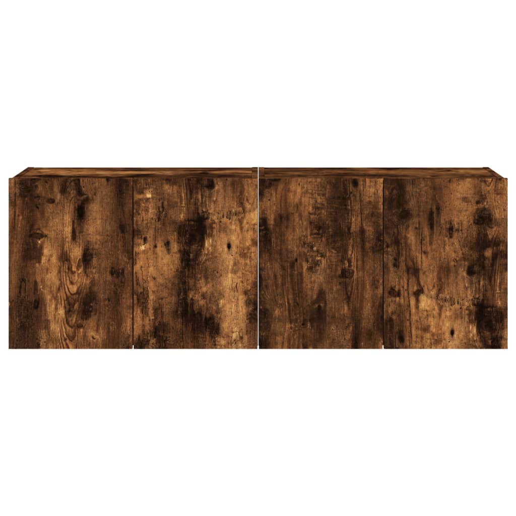 Tv-Wandmeubels Met Led 2 St 60X35X41 Cm Gerookt Eikenkleurig