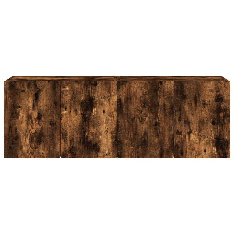 Tv-Wandmeubels Met Led 2 St 60X35X41 Cm Gerookt Eikenkleurig