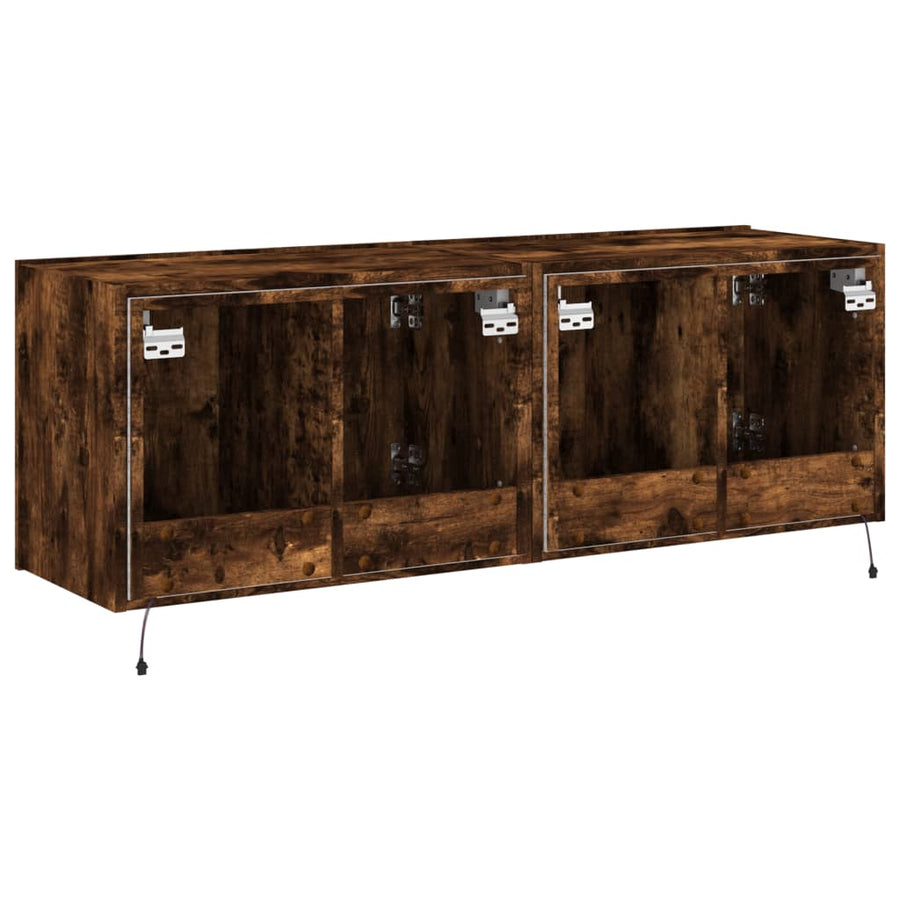 Tv-Wandmeubels Met Led 2 St 60X35X41 Cm Gerookt Eikenkleurig