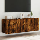 Tv-wandmeubel 60x35x41 cm gerookt eiken 2 stuks LED