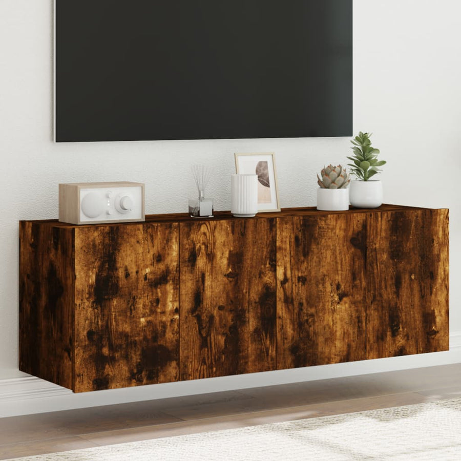 Tv-Wandmeubels Met Led 2 St 60X35X41 Cm Gerookt Eikenkleurig