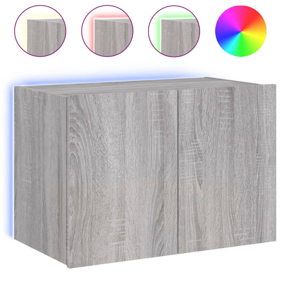 Tv-Wandmeubel Met Led-Verlichting 60X35X41 Cm Grijs Sonoma
