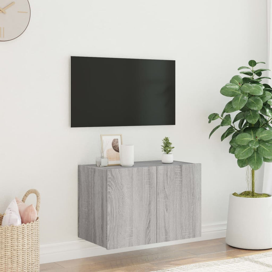 Tv-Wandmeubel Met Led-Verlichting 60X35X41 Cm Grijs Sonoma