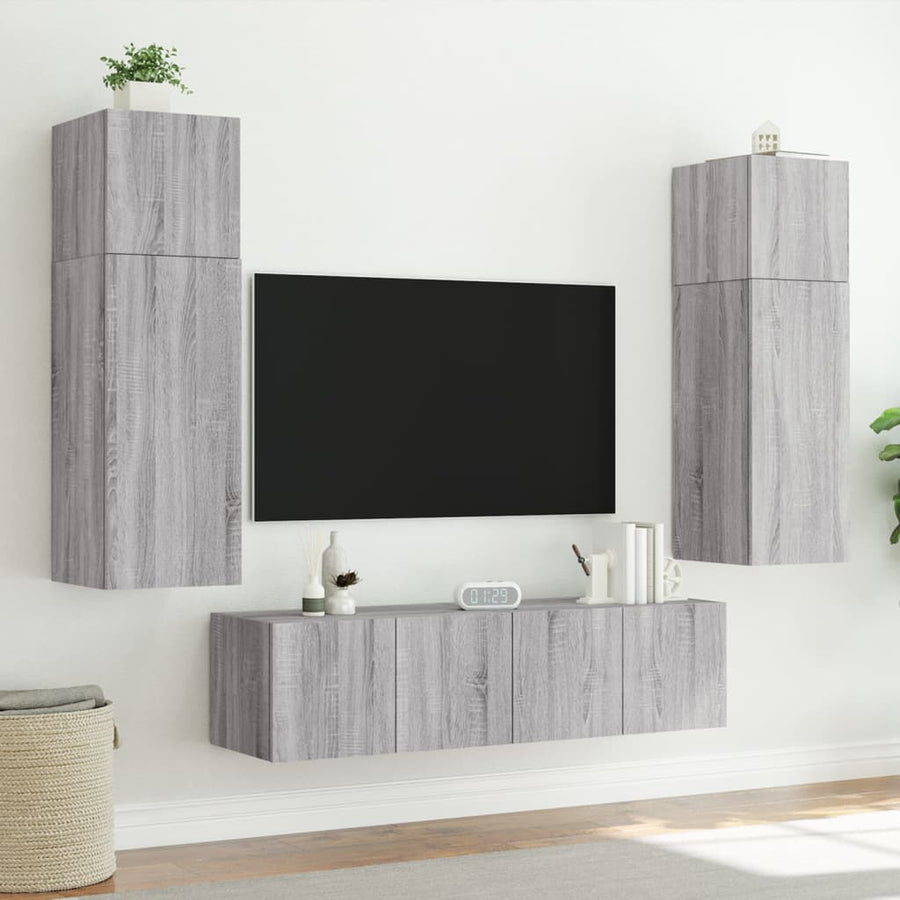 Tv-Wandmeubel Met Led-Verlichting 60X35X41 Cm Grijs Sonoma