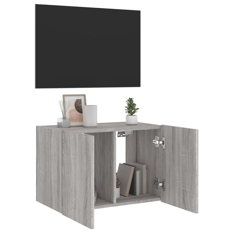 Tv-Wandmeubel Met Led-Verlichting 60X35X41 Cm Grijs Sonoma