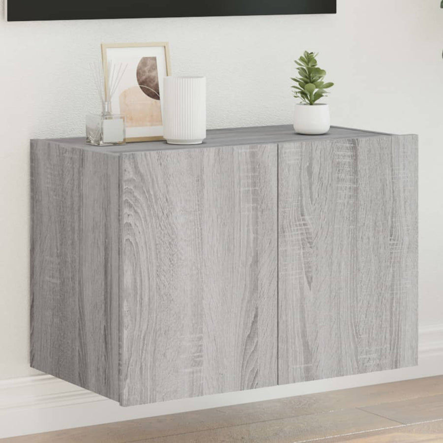 Tv-Wandmeubel Met Led-Verlichting 60X35X41 Cm Grijs Sonoma