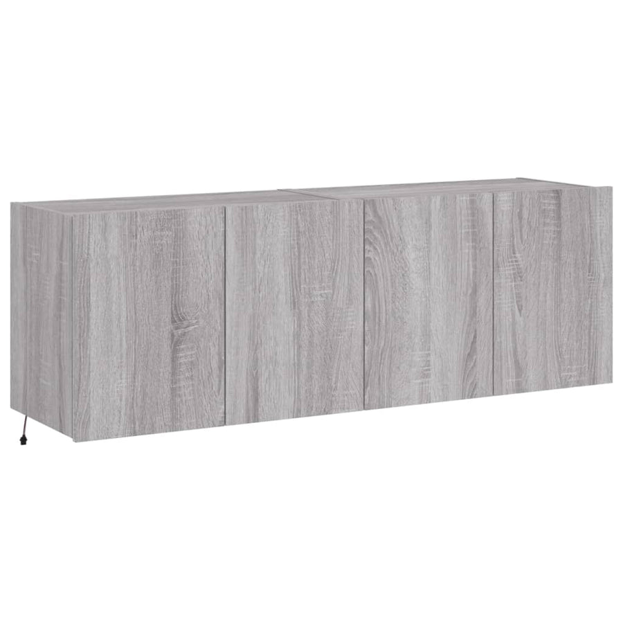 Tv-Wandmeubels Met Led 2 St 60X35X41 Cm Grijs Sonoma Eiken