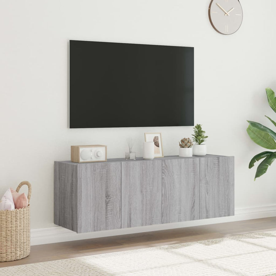 Tv-Wandmeubels Met Led 2 St 60X35X41 Cm Grijs Sonoma Eiken
