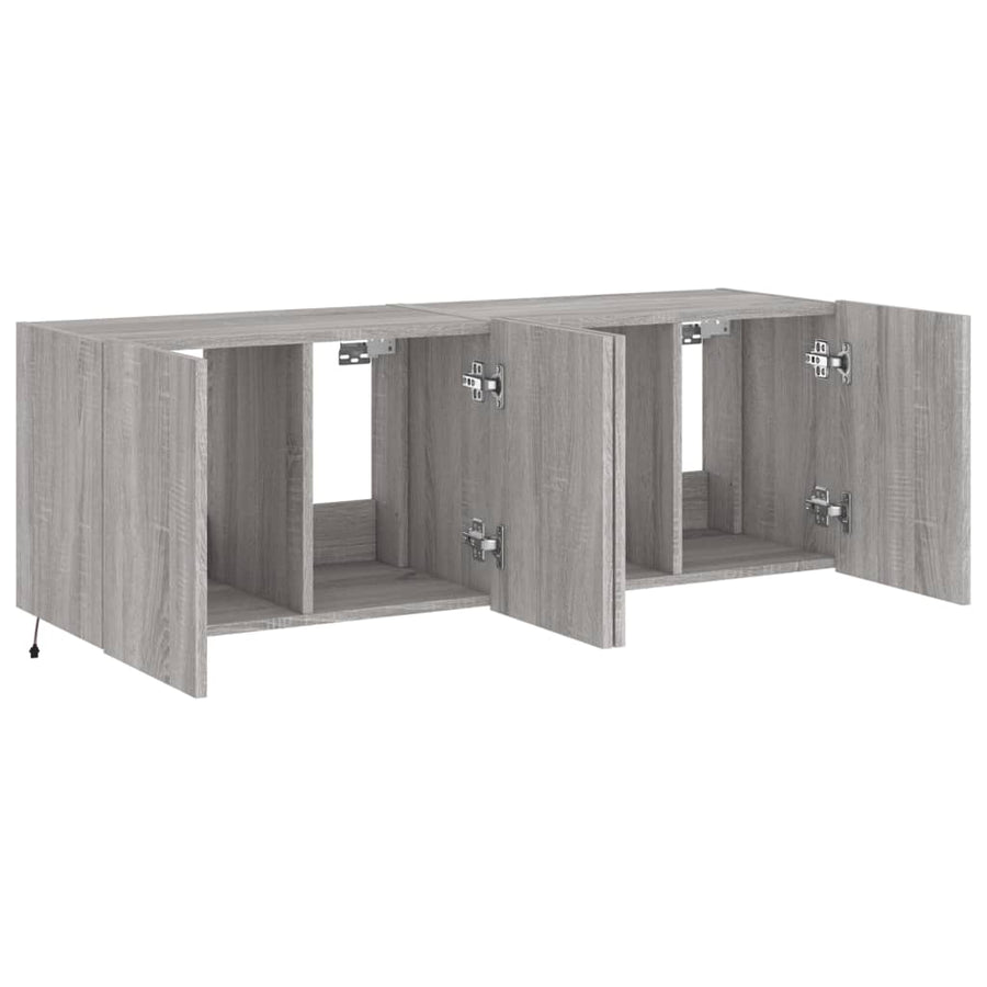 Tv-Wandmeubels Met Led 2 St 60X35X41 Cm Grijs Sonoma Eiken