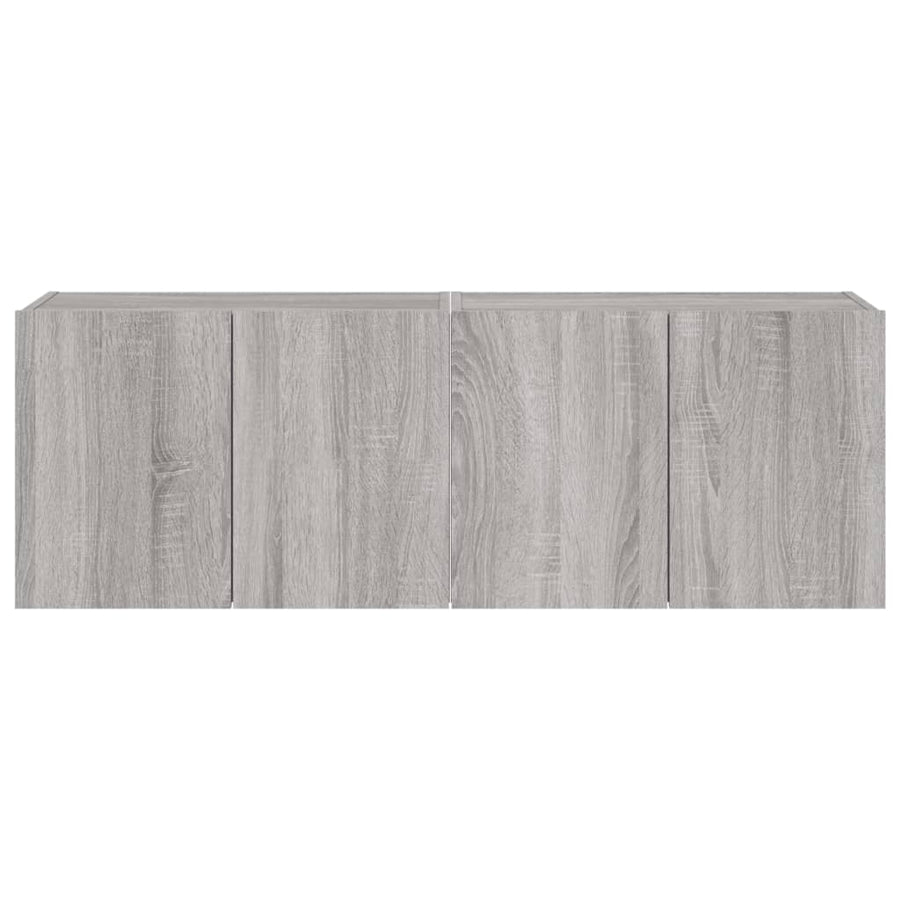 Tv-Wandmeubels Met Led 2 St 60X35X41 Cm Grijs Sonoma Eiken