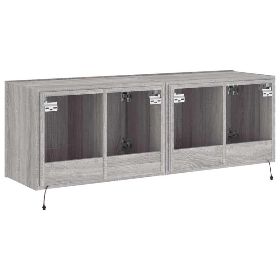 Tv-Wandmeubels Met Led 2 St 60X35X41 Cm Grijs Sonoma Eiken
