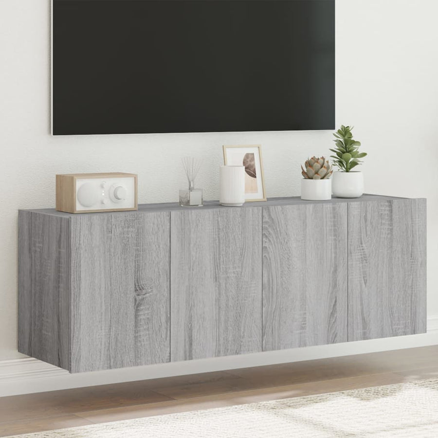 Tv-Wandmeubels Met Led 2 St 60X35X41 Cm Grijs Sonoma Eiken