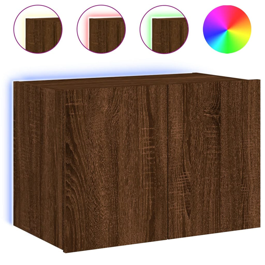 Tv-Wandmeubel Met Led-Verlichting 60X35X41 Cm Bruineikenkleurig