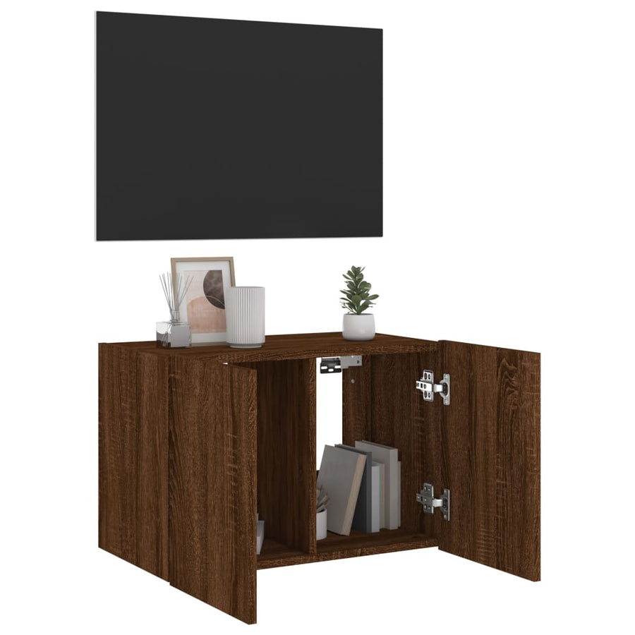 Tv-Wandmeubel Met Led-Verlichting 60X35X41 Cm Bruineikenkleurig