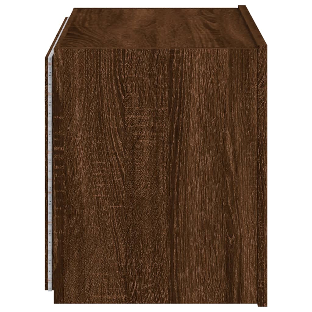 Tv-Wandmeubel Met Led-Verlichting 60X35X41 Cm Bruineikenkleurig