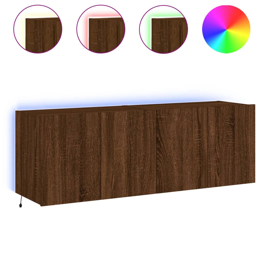 Tv-Wandmeubels Met Led 2 St 60X35X41 Cm Bruineikenkleurig