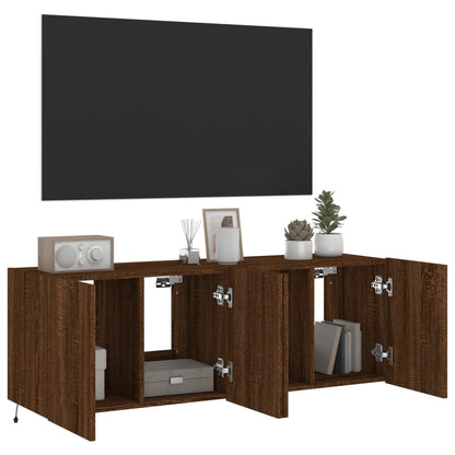 Tv-Wandmeubels Met Led 2 St 60X35X41 Cm Bruineikenkleurig