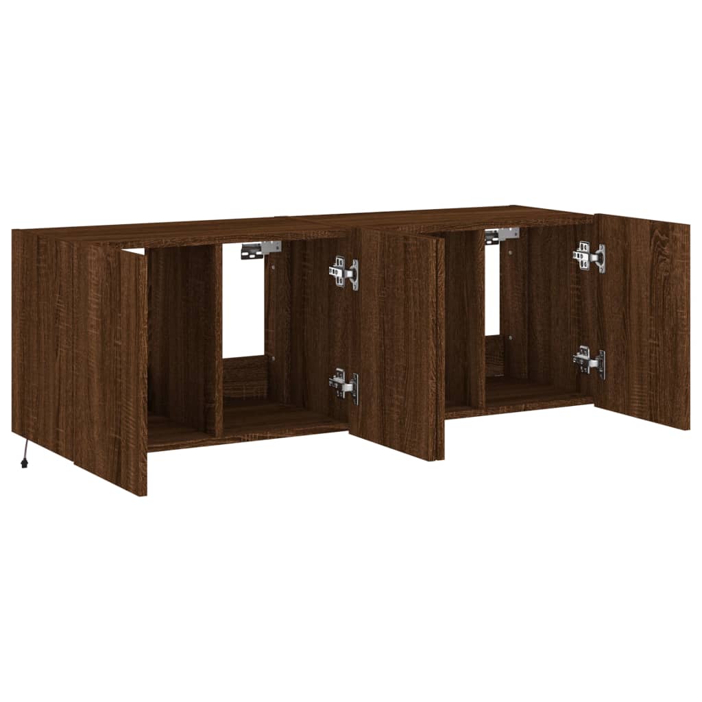 Tv-Wandmeubels Met Led 2 St 60X35X41 Cm Bruineikenkleurig
