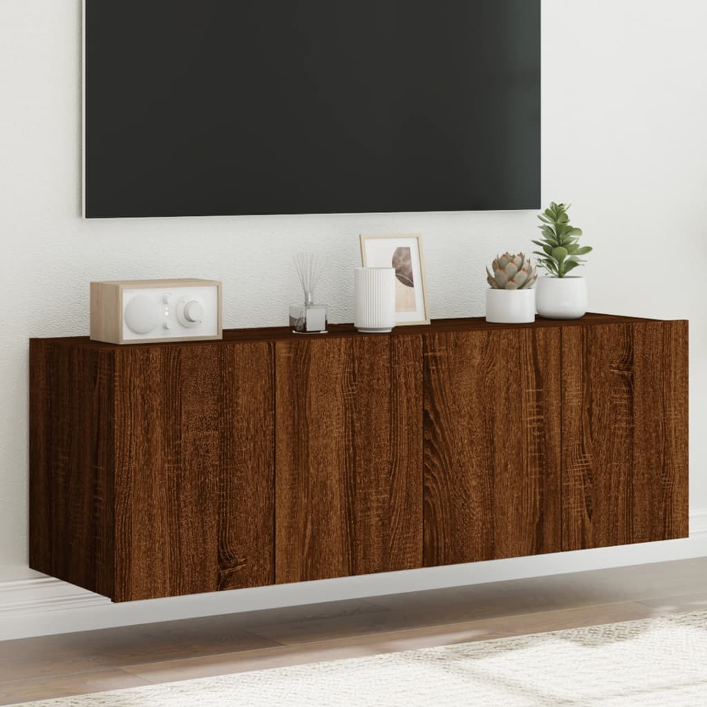 Tv-Wandmeubels Met Led 2 St 60X35X41 Cm Bruineikenkleurig