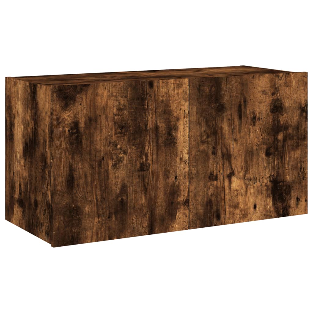 Tv-Wandmeubel Met Led-Verlichting 80X35X41 Cm Gerookt Eiken