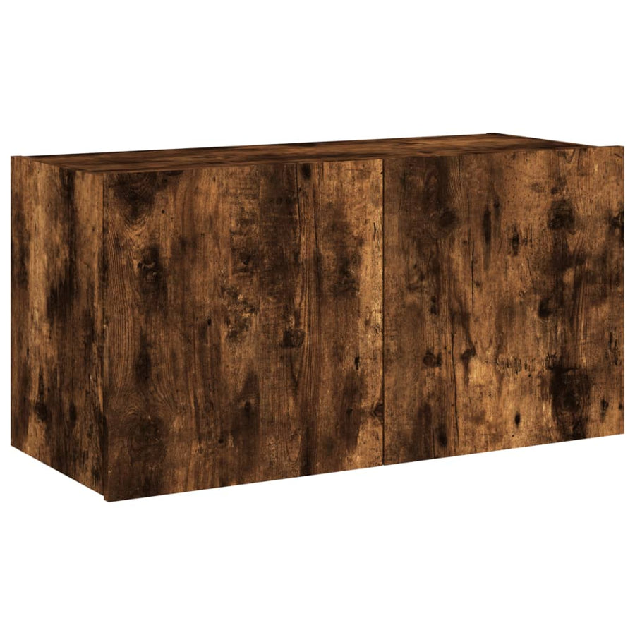 Tv-Wandmeubel Met Led-Verlichting 80X35X41 Cm Gerookt Eiken
