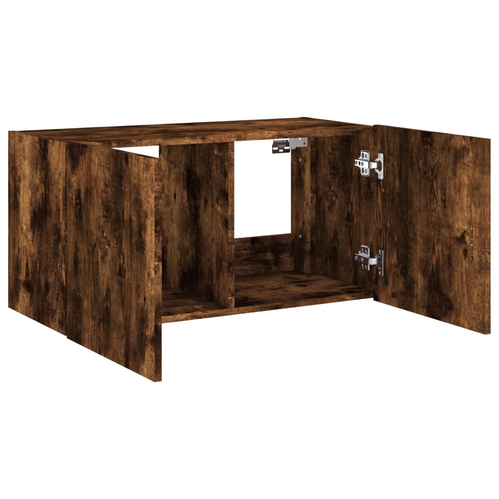 Tv-Wandmeubel Met Led-Verlichting 80X35X41 Cm Gerookt Eiken