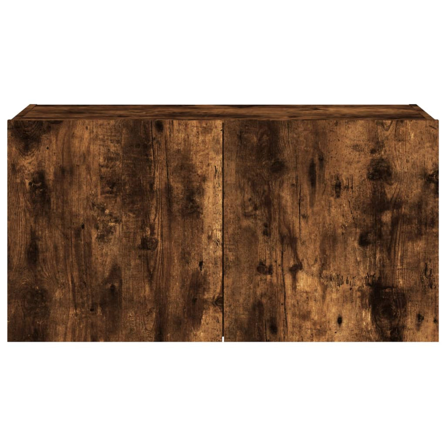 Tv-Wandmeubel Met Led-Verlichting 80X35X41 Cm Gerookt Eiken