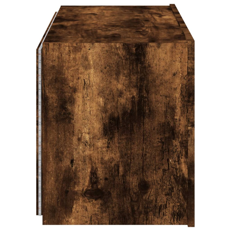 Tv-Wandmeubel Met Led-Verlichting 80X35X41 Cm Gerookt Eiken