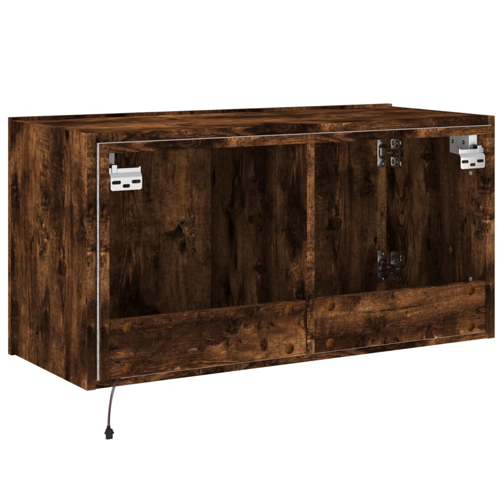 Tv-Wandmeubel Met Led-Verlichting 80X35X41 Cm Gerookt Eiken