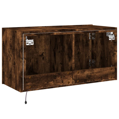 Tv-Wandmeubel Met Led-Verlichting 80X35X41 Cm Gerookt Eiken