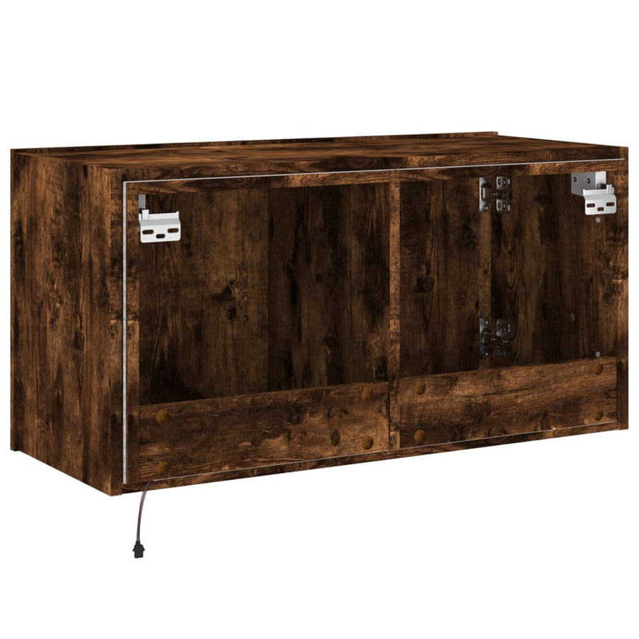 Tv-Wandmeubel Met Led-Verlichting 80X35X41 Cm Gerookt Eiken