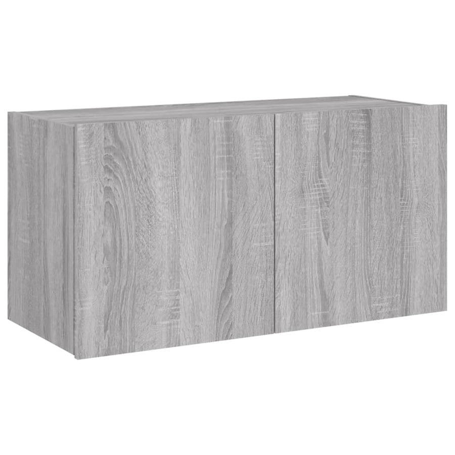 Tv-Wandmeubel Met Led-Verlichting 80X35X41 Cm Grijs Sonoma