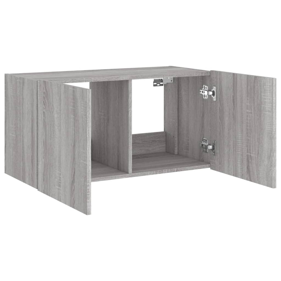 Tv-Wandmeubel Met Led-Verlichting 80X35X41 Cm Grijs Sonoma