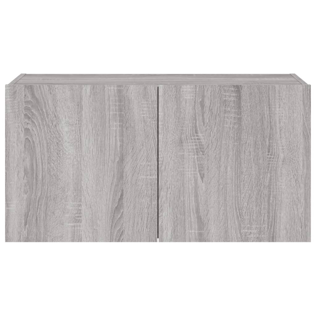 Tv-Wandmeubel Met Led-Verlichting 80X35X41 Cm Grijs Sonoma
