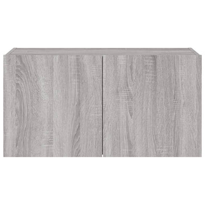 Tv-Wandmeubel Met Led-Verlichting 80X35X41 Cm Grijs Sonoma