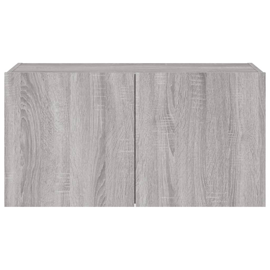 Tv-Wandmeubel Met Led-Verlichting 80X35X41 Cm Grijs Sonoma