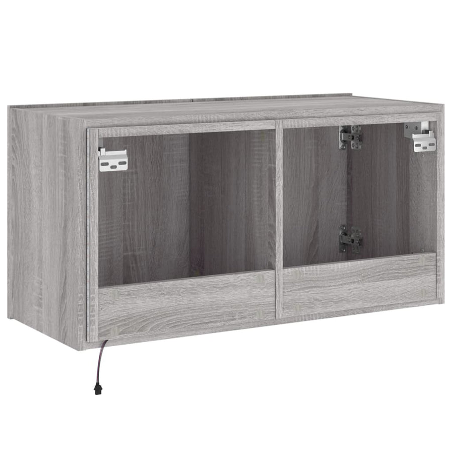 Tv-Wandmeubel Met Led-Verlichting 80X35X41 Cm Grijs Sonoma